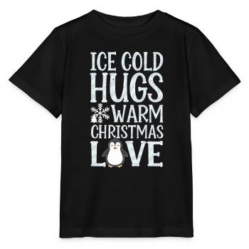 Penguin Christmas Cold Hugs Warmth - Stanley/Stella MINI CREATOR Kids’ T-Shirt - black - Front - Mikhail (115cm)