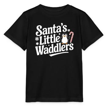 Le petit pingouin de Noël Watschel du Père Noël - T-shirt bio MINI CREATOR Stanley/Stella Enfant - noir - Devant - Mikhail (115cm)