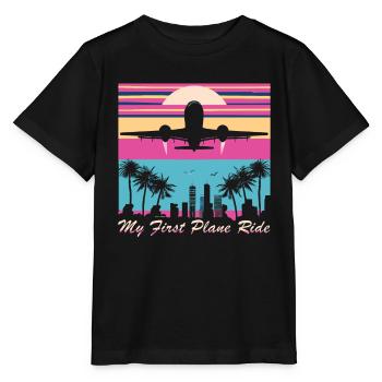 Meine Erste Flugreise Erstes Mal Fliegen - Stanley/Stella Kinder T-Shirt MINI CREATOR  - Schwarz - Vorne - Mikhail (115cm)