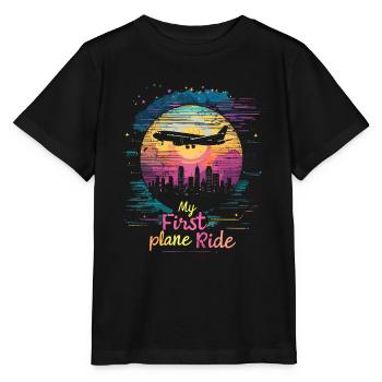 Meine Erste Flugreise Erstes Mal Fliegen - Stanley/Stella Kinder T-Shirt MINI CREATOR  - Schwarz - Vorne - Mikhail (115cm)
