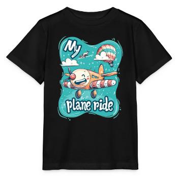 Meine Erste Flugreise Erstes Mal Fliegen - Stanley/Stella Kinder T-Shirt MINI CREATOR  - Schwarz - Vorne - Mikhail (115cm)