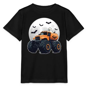 Monster Truck Halloween Ghost Pumpkin Boy - Stanley/Stella MINI CREATOR Kids’ T-Shirt - black - Front - Mikhail (115cm)