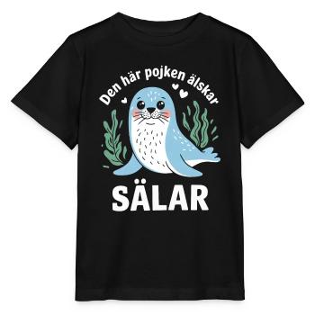 Den här pojken älskar sälar sälmotiv för pojkar - T-shirt bio MINI CREATOR Stanley/Stella Enfant - noir - Devant - Mikhail (115cm)