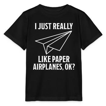 Avion en papier disant blague Avion en papier cadeau - T-shirt bio MINI CREATOR Stanley/Stella Enfant - noir - Devant - Mikhail (115cm)