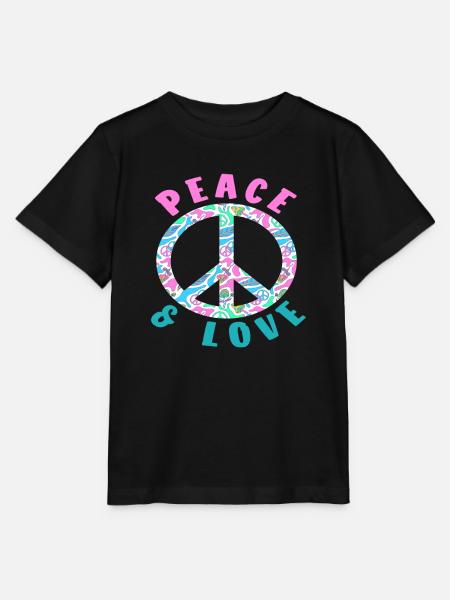 Peace & Love Buntes Friedenssymbol - Stanley/Stella Kinder T-Shirt MINI CREATOR - Schwarz