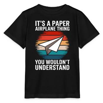 Avion en papier disant blague Avion en papier cadeau - T-shirt bio MINI CREATOR Stanley/Stella Enfant - noir - Devant - Mikhail (115cm)