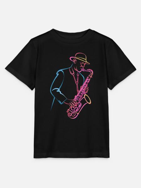 Einzigartiger Jazz-Saxophonist im Retro-Stil - Stanley/Stella Kinder T-Shirt MINI CREATOR  - Schwarz
