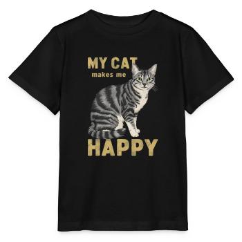 Mon chat me rend heureuse - T-shirt bio MINI CREATOR Stanley/Stella Enfant - noir - Devant - Mikhail (115cm)