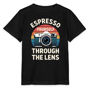 Espresso Yourself Fotograf durch die Linse - Stanley/Stella Kinder T-Shirt MINI CREATOR  - Schwarz - Vorne - Mikhail (115cm)