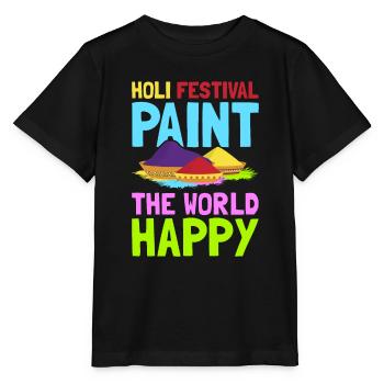 Holi India Holi Festival Happy Holi Fest - Stanley/Stella MINI CREATOR Kids’ T-Shirt - black - Front - Mikhail (115cm)