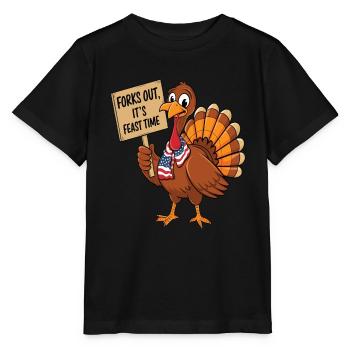 Dinde drôle de Thanksgiving - T-shirt bio MINI CREATOR Stanley/Stella Enfant - noir - Devant - Mikhail (115cm)
