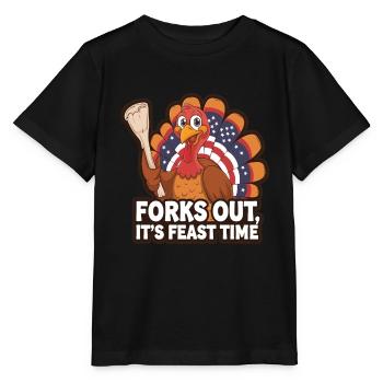 Dinde drôle de Thanksgiving - T-shirt bio MINI CREATOR Stanley/Stella Enfant - noir - Devant - Mikhail (115cm)