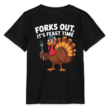 Dinde drôle de Thanksgiving - T-shirt bio MINI CREATOR Stanley/Stella Enfant - noir - Devant - Mikhail (115cm)
