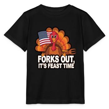 Dinde drôle de Thanksgiving - T-shirt bio MINI CREATOR Stanley/Stella Enfant - noir - Devant - Mikhail (115cm)
