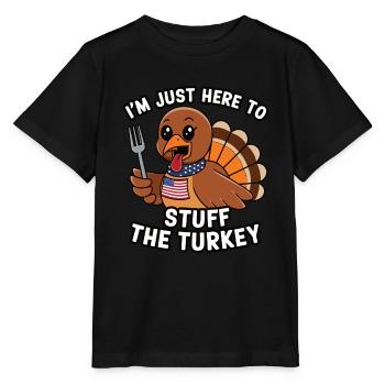 Lustiger Thanksgiving Truthahn - Stanley/Stella Kinder T-Shirt MINI CREATOR  - Schwarz - Vorne - Mikhail (115cm)