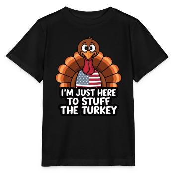 Lustiger Thanksgiving Truthahn - Stanley/Stella Kinder T-Shirt MINI CREATOR  - Schwarz - Vorne - Mikhail (115cm)