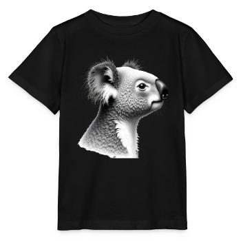 Koala Schwarz Weiß Outfit Tier Motiv Kunst Koala - Stanley/Stella Kinder T-Shirt MINI CREATOR  - Schwarz - Vorne - Mikhail (115cm)