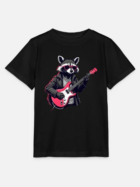 Waschbär Musik Gitarre Gitarrenspieler Waschbär - Stanley/Stella Kinder T-Shirt MINI CREATOR - Schwarz