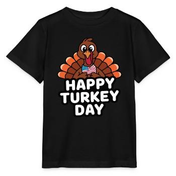 Lustiger Thanksgiving Truthahn - Stanley/Stella Kinder T-Shirt MINI CREATOR  - Schwarz - Vorne - Mikhail (115cm)