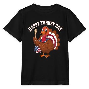 Lustiger Thanksgiving Truthahn - Stanley/Stella Kinder T-Shirt MINI CREATOR  - Schwarz - Vorne - Mikhail (115cm)