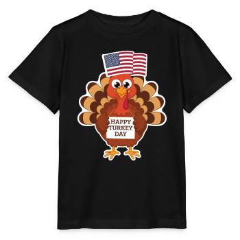 Lustiger Thanksgiving Truthahn - Stanley/Stella Kinder T-Shirt MINI CREATOR  - Schwarz - Vorne - Mikhail (115cm)