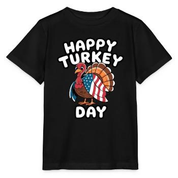Lustiger Thanksgiving Truthahn - Stanley/Stella Kinder T-Shirt MINI CREATOR  - Schwarz - Vorne - Mikhail (115cm)