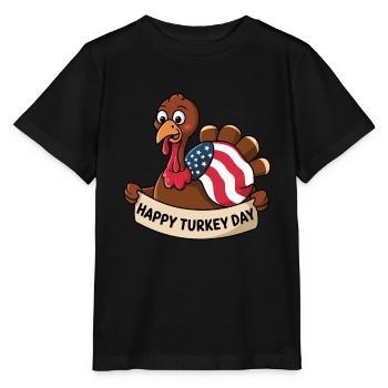 Dinde drôle de Thanksgiving - T-shirt bio MINI CREATOR Stanley/Stella Enfant - noir - Devant - Mikhail (115cm)
