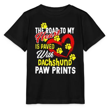The Road To My Heart Is My Dachshund - Stanley/Stella MINI CREATOR Kids’ T-Shirt - black - Front - Mikhail (115cm)