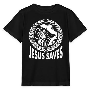 Jesus Saves Whole Lives - Stanley/Stella MINI CREATOR Kids’ T-Shirt - black - Front - Mikhail (115cm)