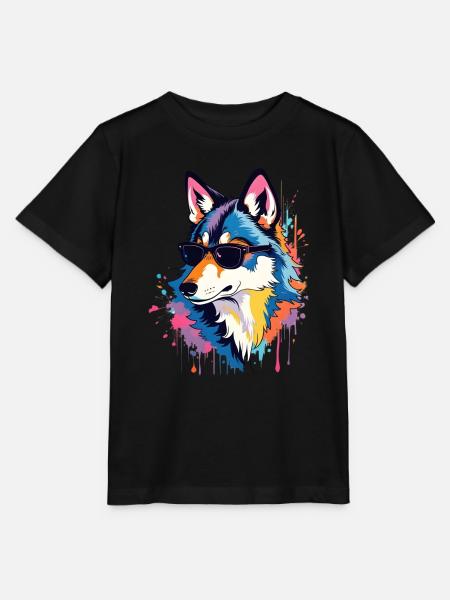 Oeuvre d’art loup Pop Art loups - T-shirt bio MINI CREATOR Stanley/Stella Enfant - noir