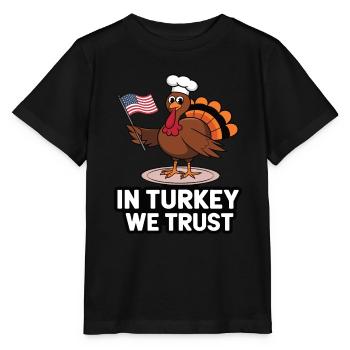 Lustiger Thanksgiving Truthahn - Stanley/Stella Kinder T-Shirt MINI CREATOR  - Schwarz - Vorne - Mikhail (115cm)