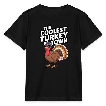 Dinde drôle de Thanksgiving - T-shirt bio MINI CREATOR Stanley/Stella Enfant - noir - Devant - Mikhail (115cm)