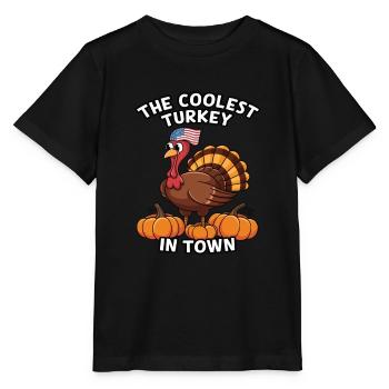 Lustiger Thanksgiving Truthahn - Stanley/Stella Kinder T-Shirt MINI CREATOR  - Schwarz - Vorne - Mikhail (115cm)