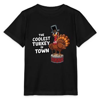 Lustiger Thanksgiving Truthahn - Stanley/Stella Kinder T-Shirt MINI CREATOR  - Schwarz - Vorne - Mikhail (115cm)