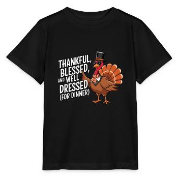 Dinde drôle de Thanksgiving - T-shirt bio MINI CREATOR Stanley/Stella Enfant - noir - Devant - Mikhail (115cm)