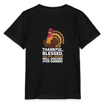Dinde drôle de Thanksgiving - T-shirt bio MINI CREATOR Stanley/Stella Enfant - noir - Devant - Mikhail (115cm)