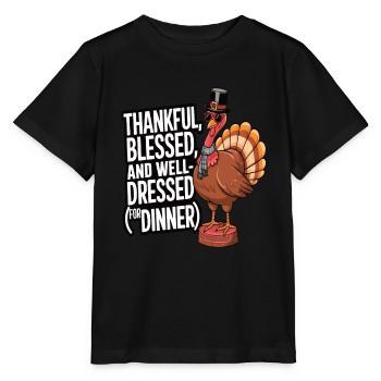 Dinde drôle de Thanksgiving - T-shirt bio MINI CREATOR Stanley/Stella Enfant - noir - Devant - Mikhail (115cm)