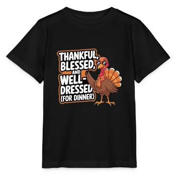 Dinde drôle de Thanksgiving - T-shirt bio MINI CREATOR Stanley/Stella Enfant - noir - Devant - Mikhail (115cm)
