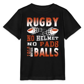 Rugby No Helmet No Pads Just Balls - Stanley/Stella MINI CREATOR Kids’ T-Shirt - black - Front - Mikhail (115cm)