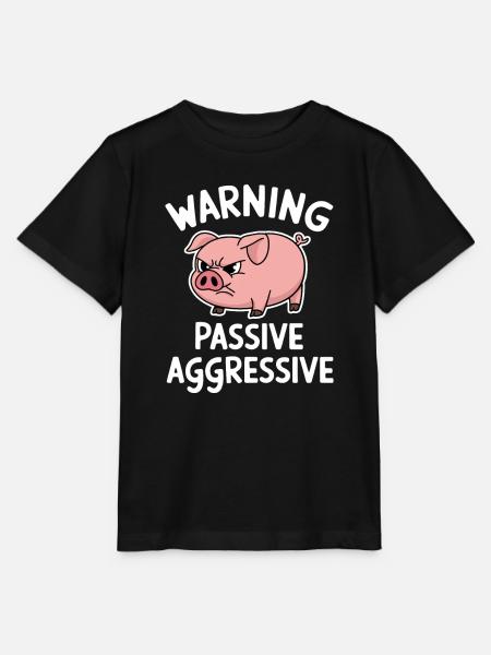Warnung Passiv Aggressiv Schwein - Stanley/Stella Kinder T-Shirt MINI CREATOR  - Schwarz