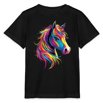 Pony Riding Pony Foal Rider Ponies Riding Pony Farm - Stanley/Stella MINI CREATOR Kids’ T-Shirt - black - Front - Mikhail (115cm)