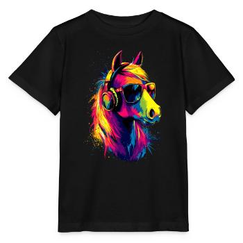 Pony Riding Pony Foal Rider Ponies Riding Pony Farm - Stanley/Stella MINI CREATOR Kids’ T-Shirt - black - Front - Mikhail (115cm)