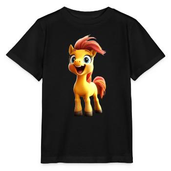 Pony Riding Pony Foal Rider Ponies Riding Pony Farm - Stanley/Stella MINI CREATOR Kids’ T-Shirt - black - Front - Mikhail (115cm)