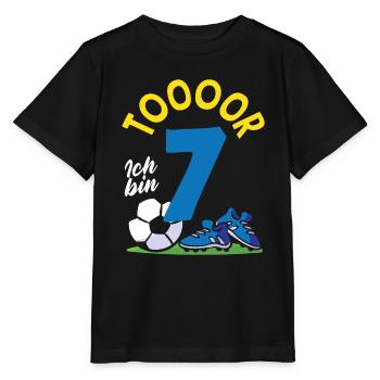 Tor Fußball Ich bin 7 Kindergeburtstag - Stanley/Stella Kinder T-Shirt MINI CREATOR  - Schwarz - Vorne - Mikhail (115cm)