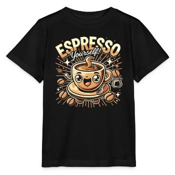 Espresso Selber machen - Stanley/Stella Kinder T-Shirt MINI CREATOR  - Schwarz - Vorne - Mikhail (115cm)