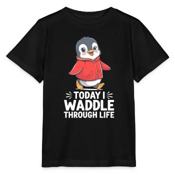 Aujourd’hui, je me dandine dans la vie - T-shirt bio MINI CREATOR Stanley/Stella Enfant - noir - Devant - Mikhail (115cm)