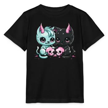 Kawaii Cat Pastel Goth Devilish - Stanley/Stella MINI CREATOR Kids’ T-Shirt - black - Front - Mikhail (115cm)
