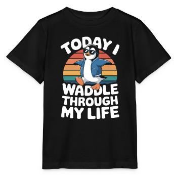 Aujourd’hui, je me dandine plus joyeusement dans ma vie - T-shirt bio MINI CREATOR Stanley/Stella Enfant - noir - Devant - Mikhail (115cm)
