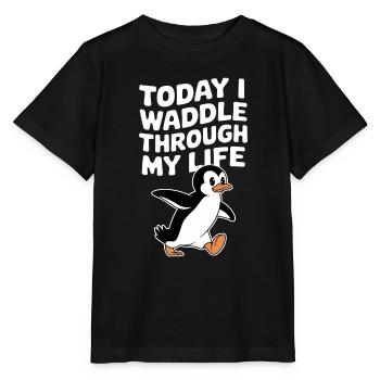 Aujourd’hui, je me dandine dans ma vie Penguin - T-shirt bio MINI CREATOR Stanley/Stella Enfant - noir - Devant - Mikhail (115cm)