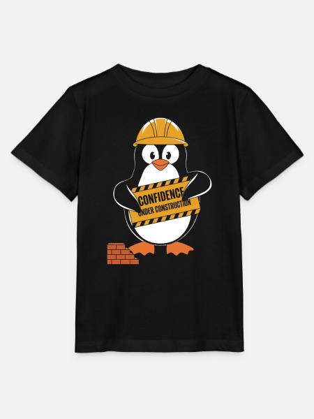 Selbstvertrauen Im Aufbau Pinguin Bauhelm - Stanley/Stella Kinder T-Shirt MINI CREATOR - Schwarz